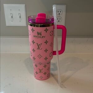 40oz Stanley Pink Louis Vuitton Tumbler with Straw